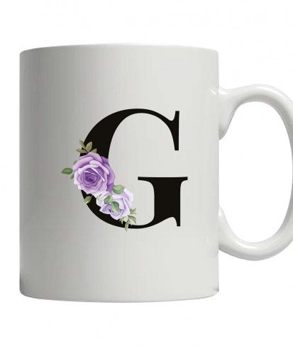 Initial / Name Customised Floral Ceramic Coffee/Tea Mug