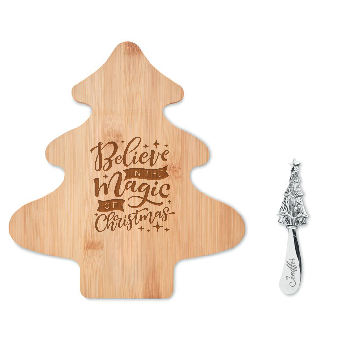 Christmas Tree-Shaped Bamboo Cheeboard - Customized