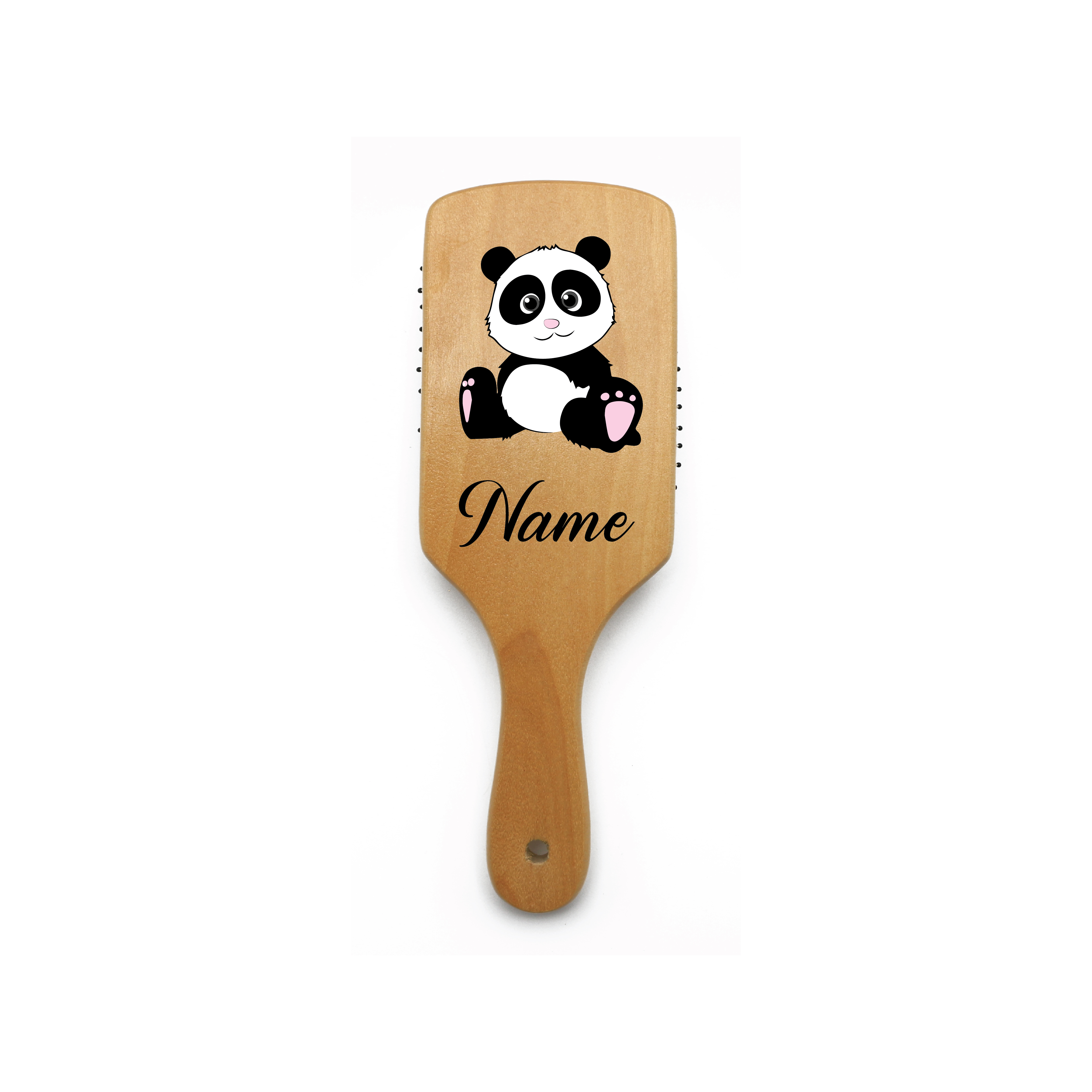 Panda Personalised Wooden Bamboo Paddle Hair Brush