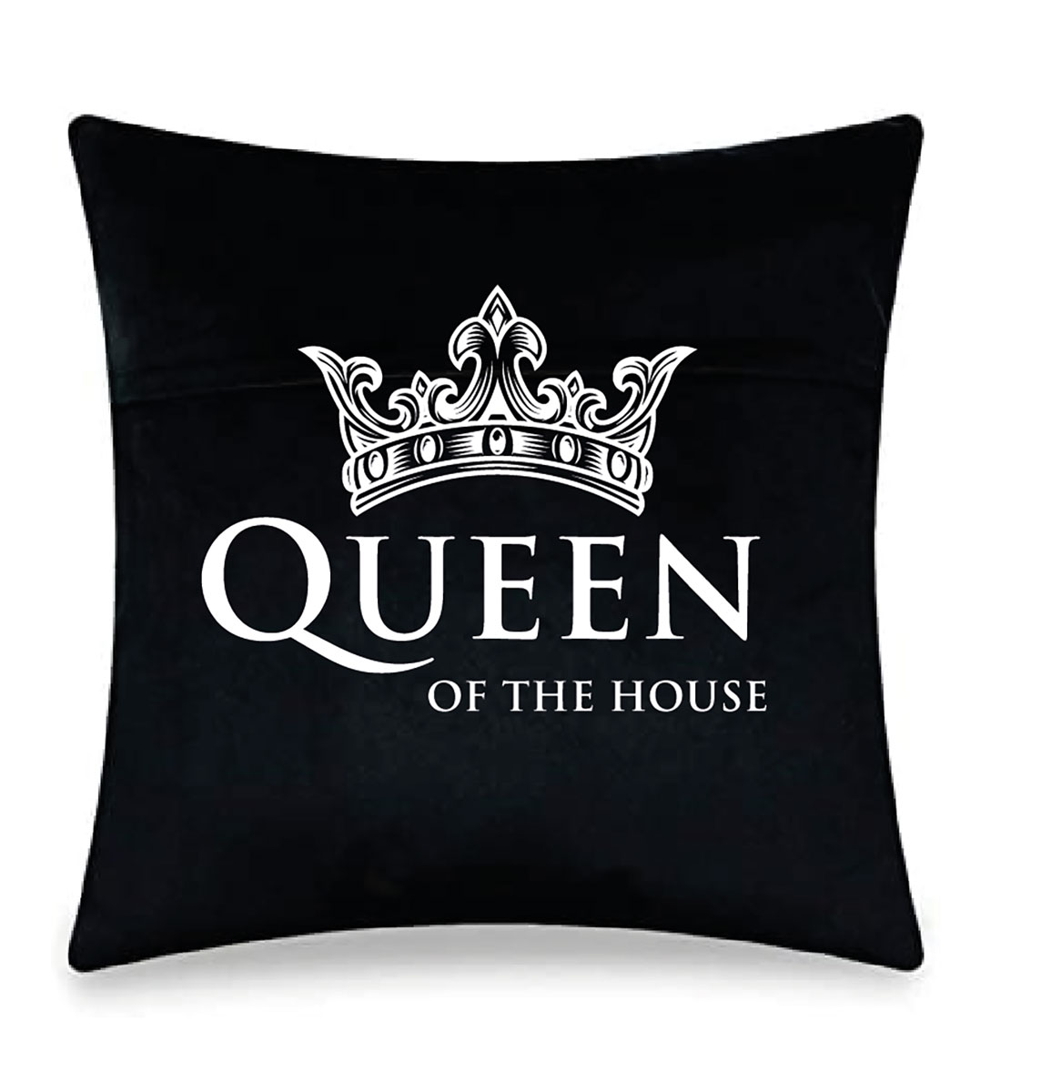 Personalised Queen of the Bed Black Couples Cushion