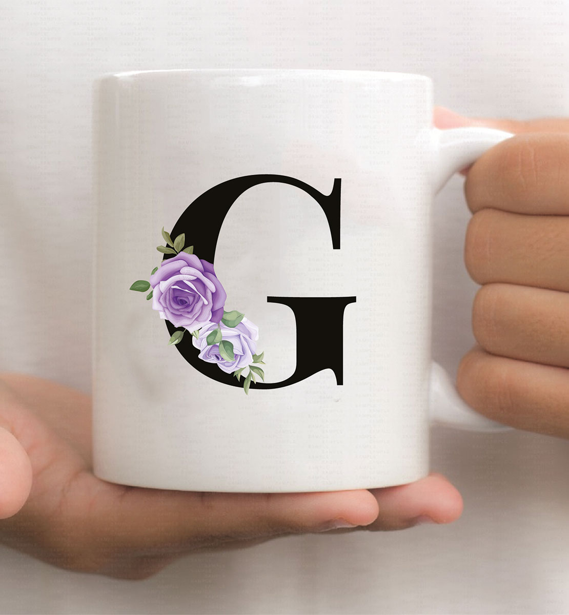 Initial / Name Customised Floral Ceramic Coffee/Tea Mug