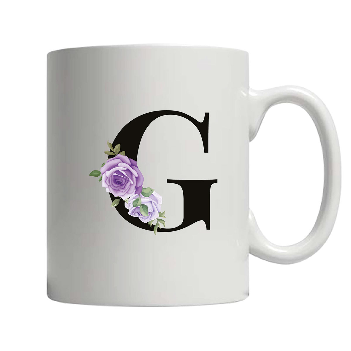 Initial / Name Customised Floral Ceramic Coffee/Tea Mug