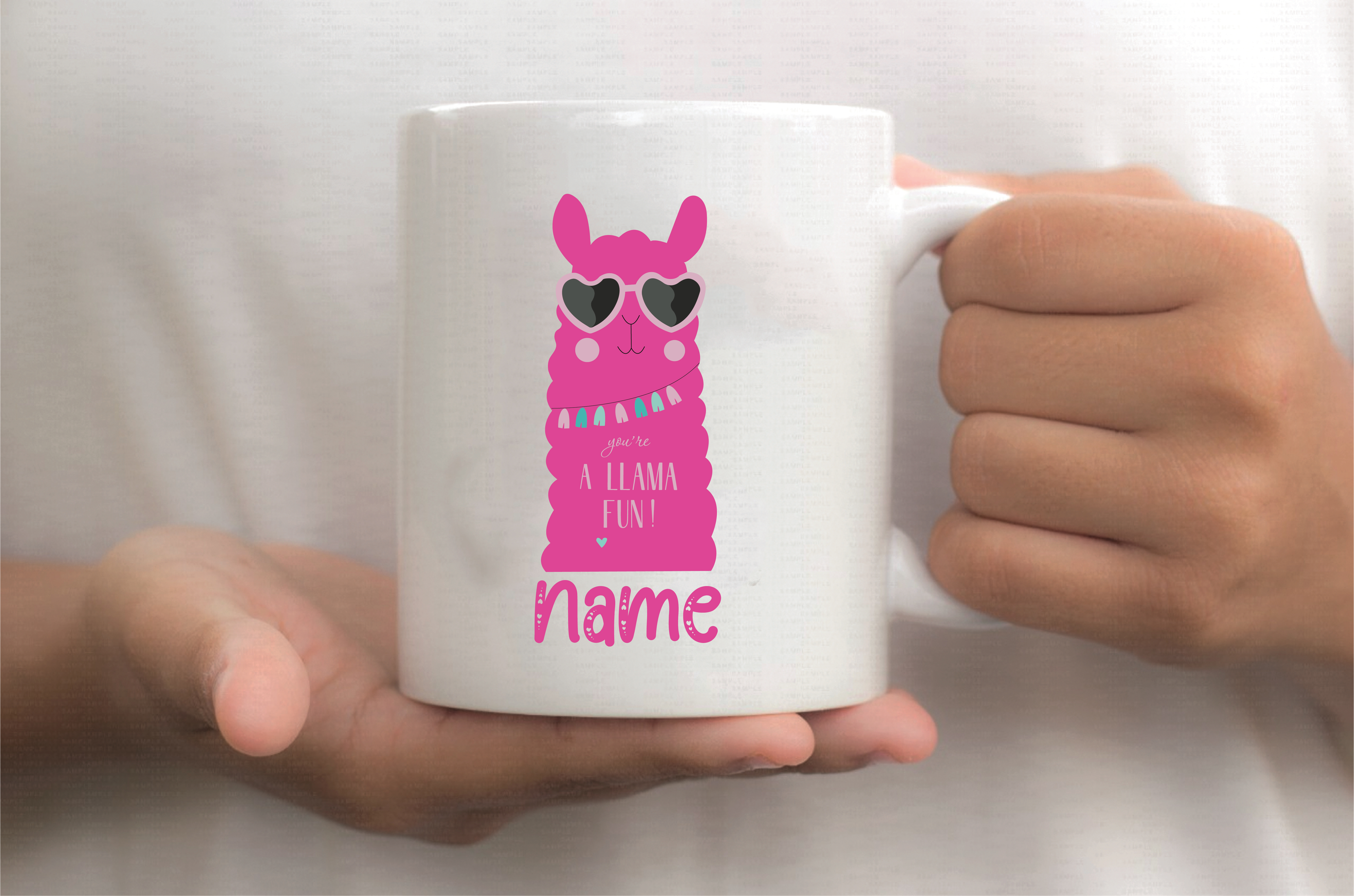 Personalised Pink Llama White Ceramic Couple Coffee/Tea Mug