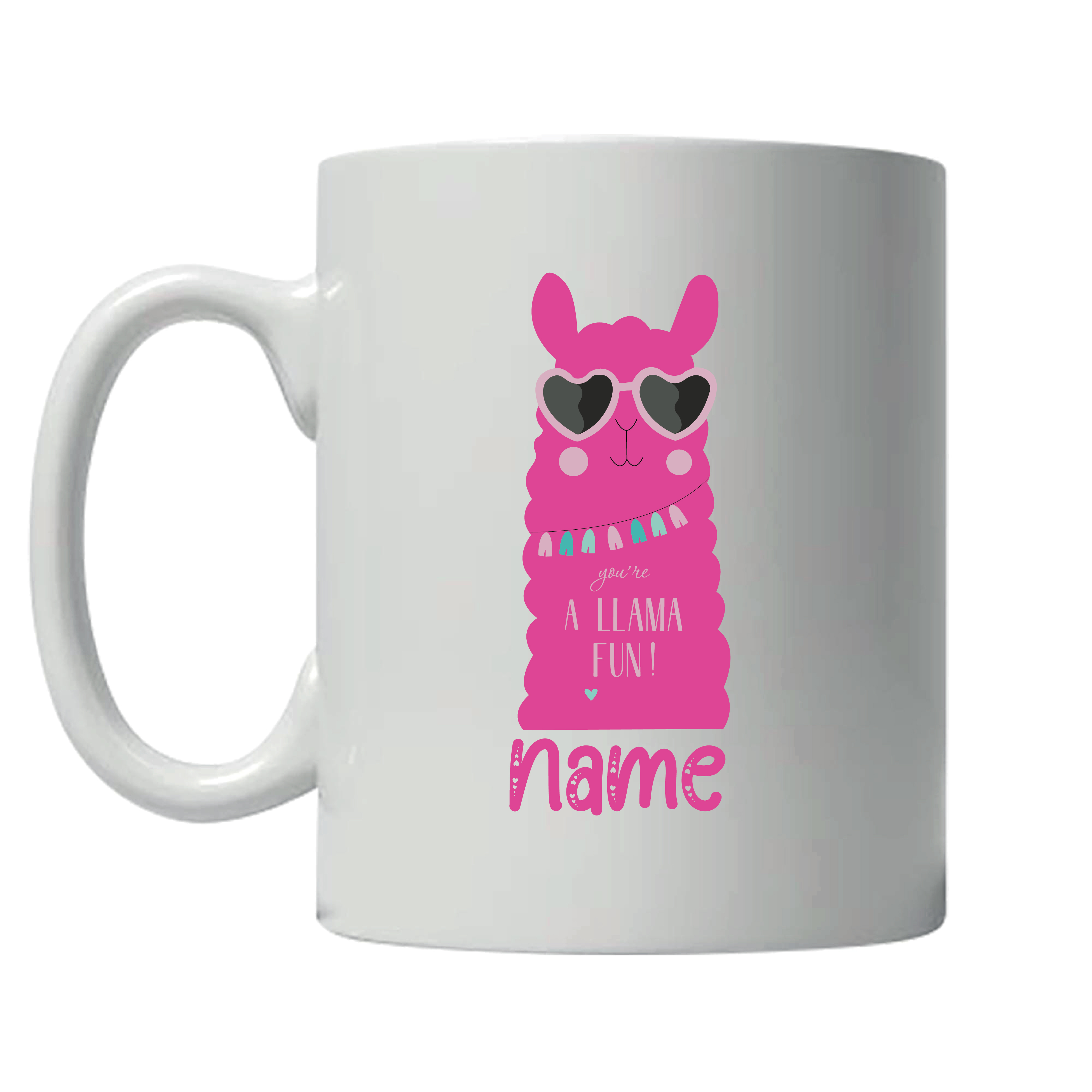 Personalised Pink Llama White Ceramic Couple Coffee/Tea Mug